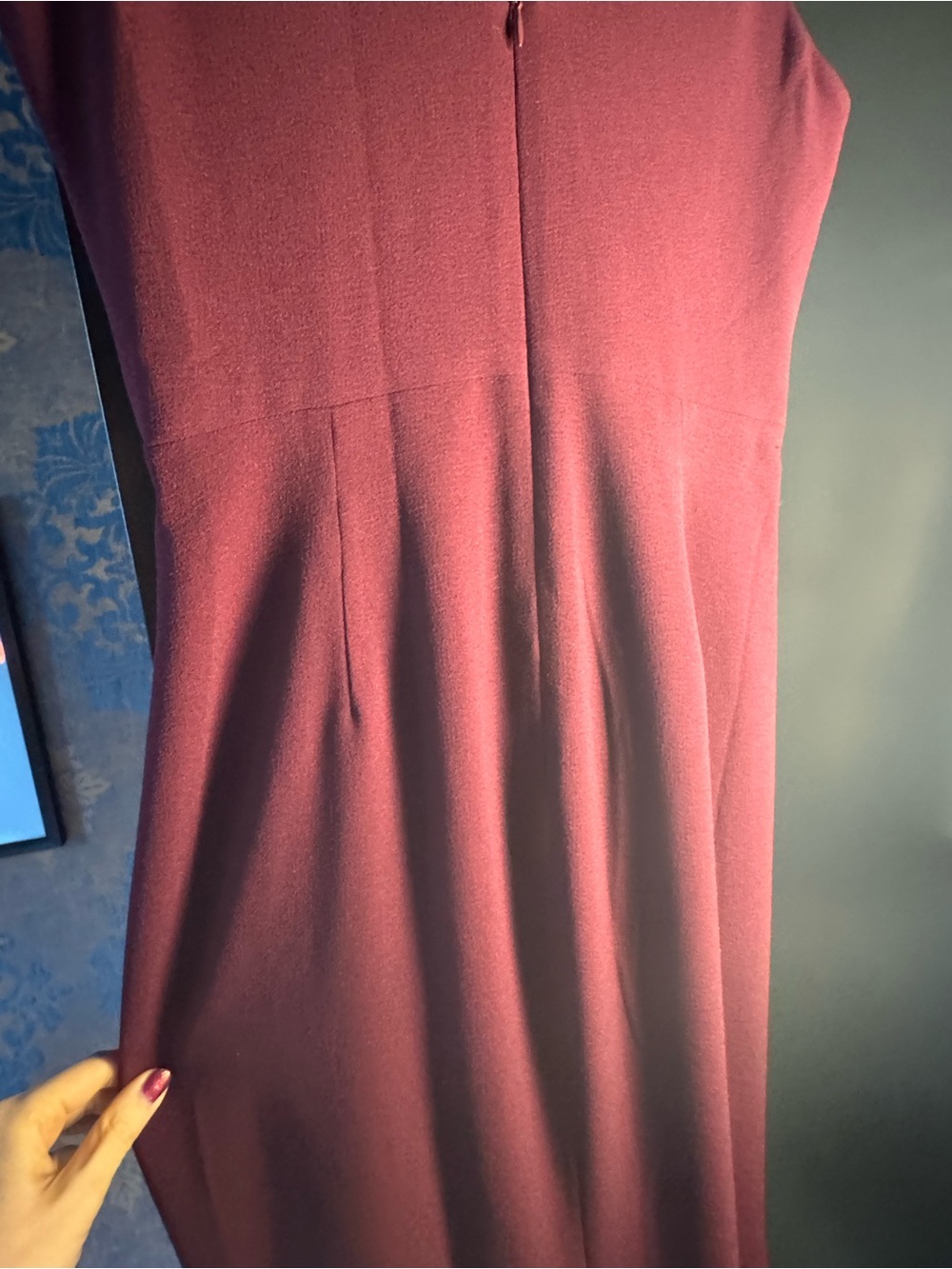 Dress The Population Elegant Burgundy V-Neck Slit Evening Dress 💋🌹 - Picture 15 of 16